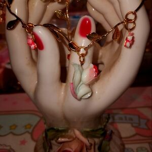 * Tulip/Stem Gold Bracelet w/Japanese Celluloid